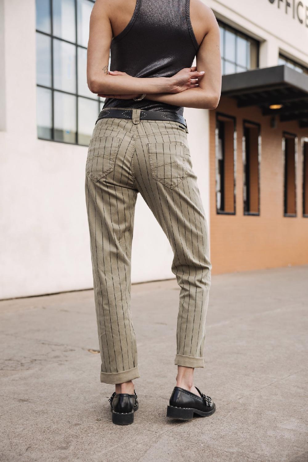 Freeman T. Porter Timea Paléole Pantalon Cropped Boyfriend Femme Deep Lichen Green