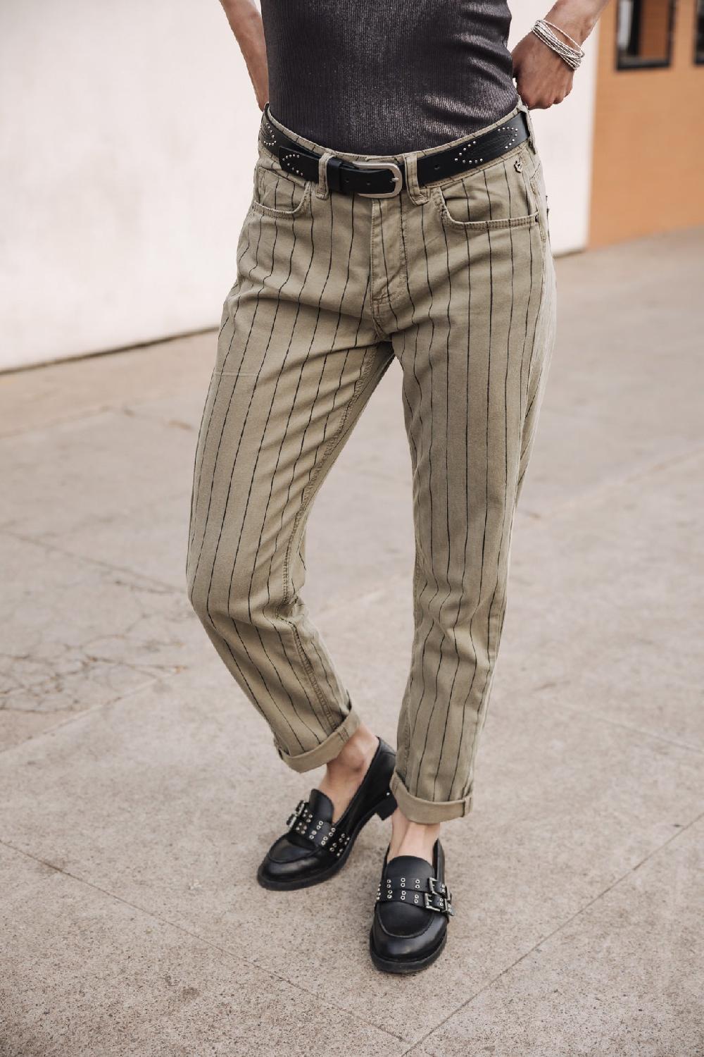 Freeman T. Porter Timea Paléole Pantalon Cropped Boyfriend Femme Deep Lichen Green