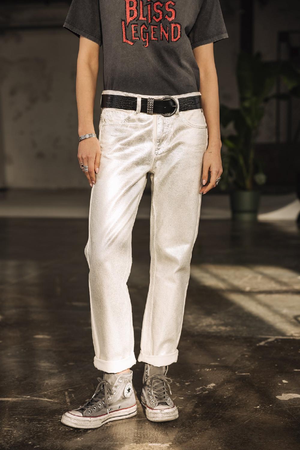 Freeman T. Porter Timea Pirata Pantalon Cropped Boyfriend Femme Egret