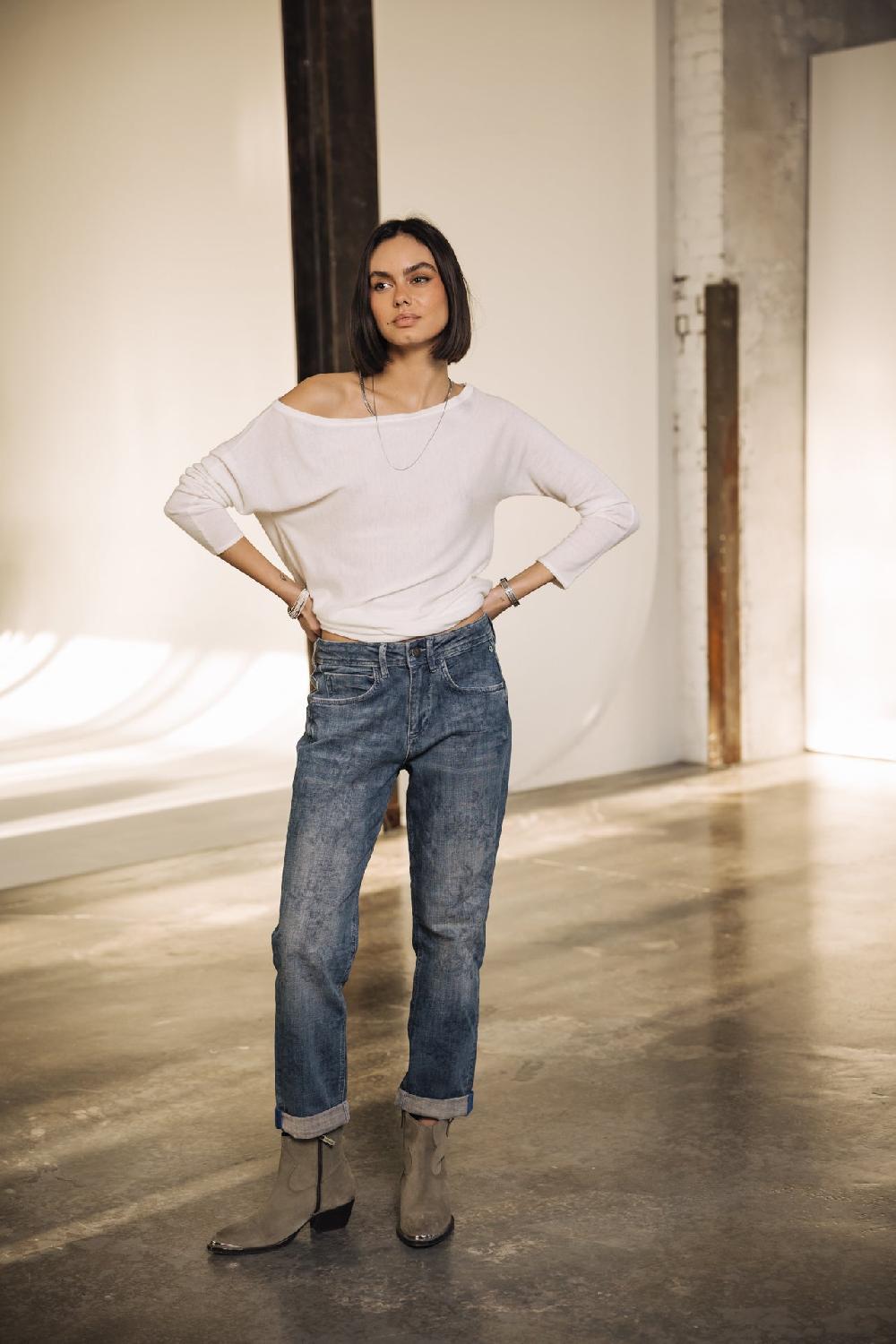 Freeman T. Porter Timea SDM Jeans Cropped Boyfriend Femme Magnolia