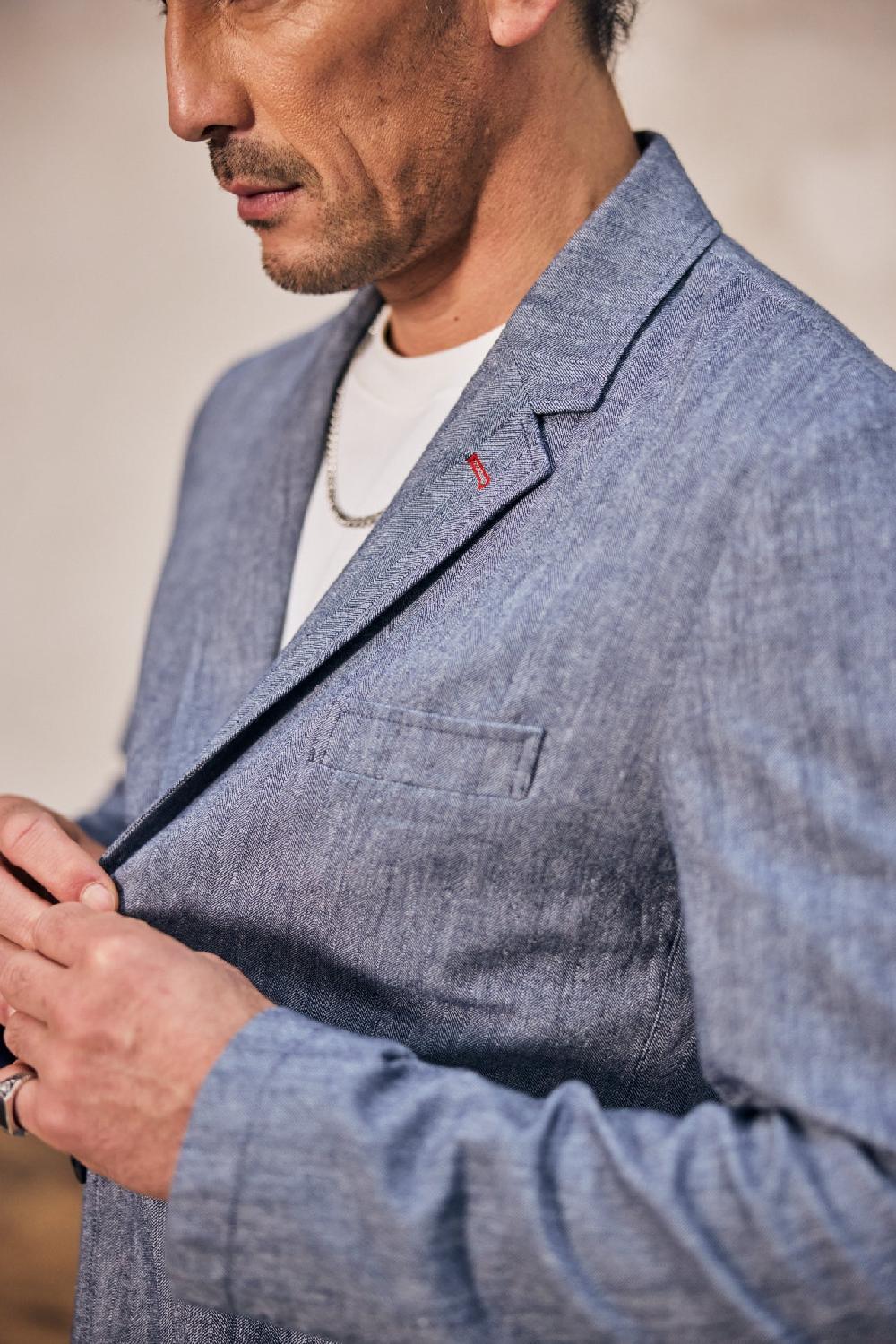 Freeman T. Porter Tomass Chevron Blazer Cintré Homme Ensign Blue