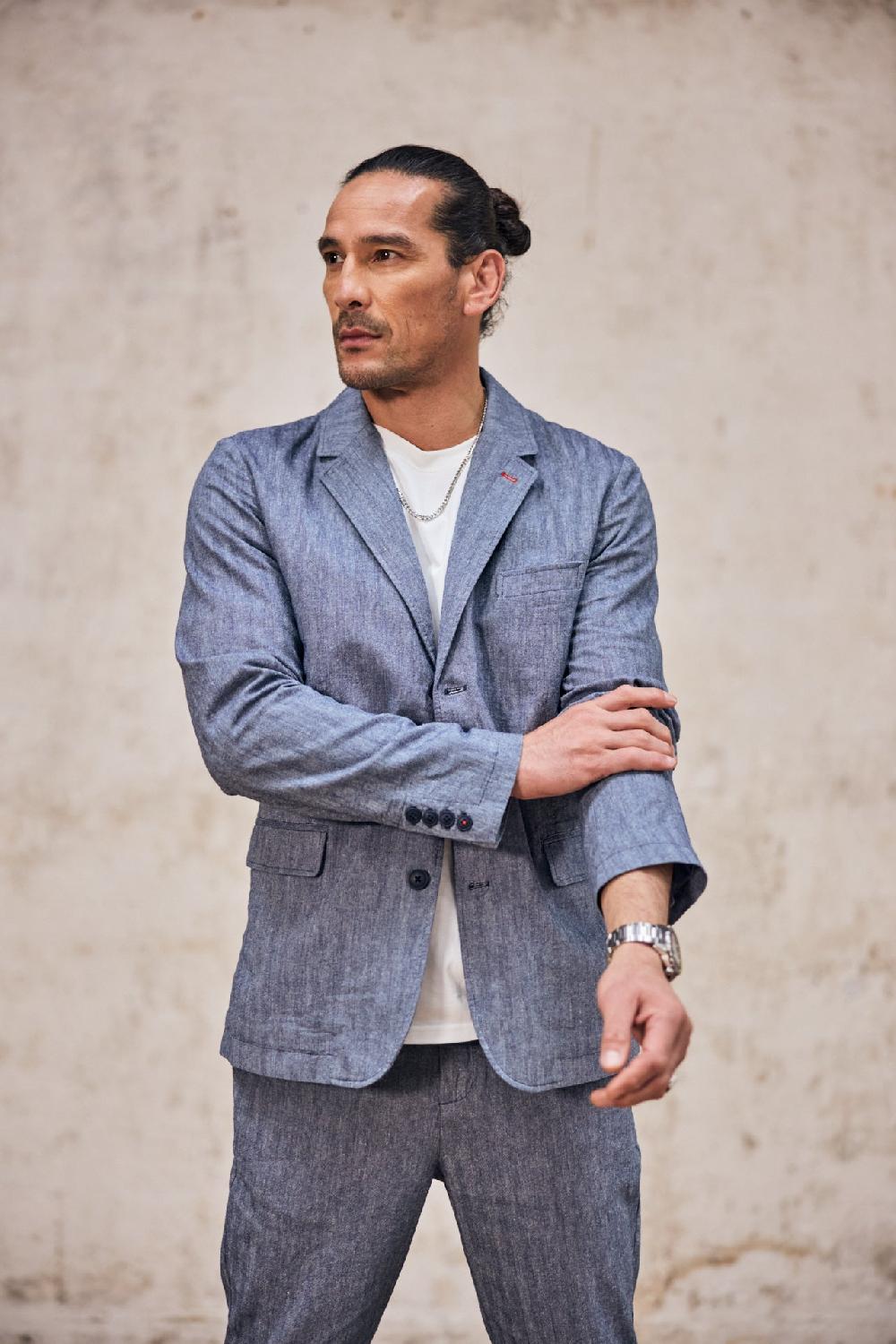Freeman T. Porter Tomass Chevron Blazer Cintré Homme Ensign Blue