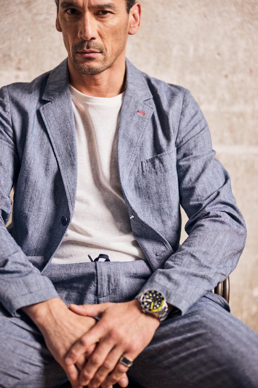 freeman t. porter Tomass Chevron Blazer cintré Homme ensign blue