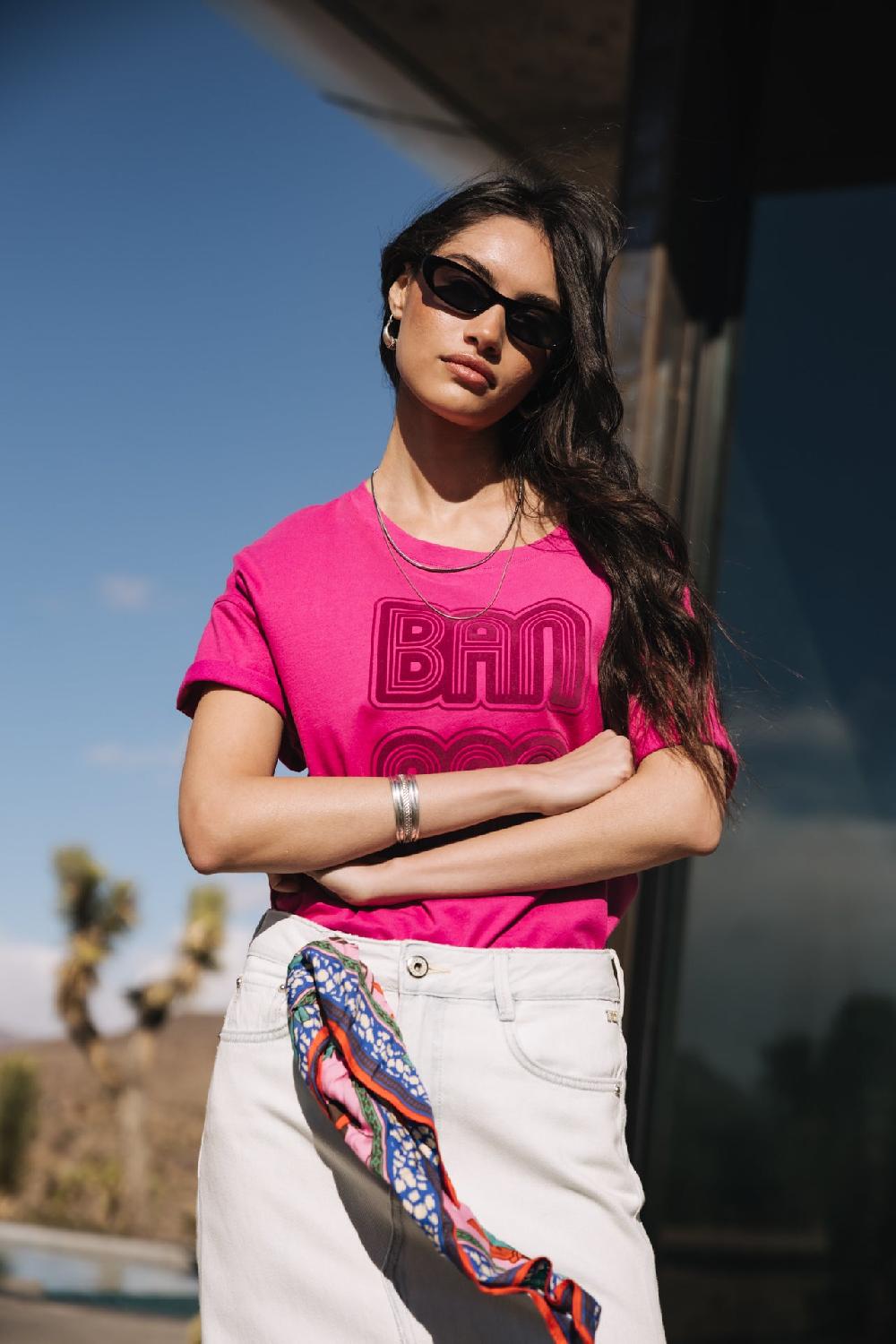 Freeman T. Porter Tomia Banana T-shirt Imprimé Femme Fushia Red