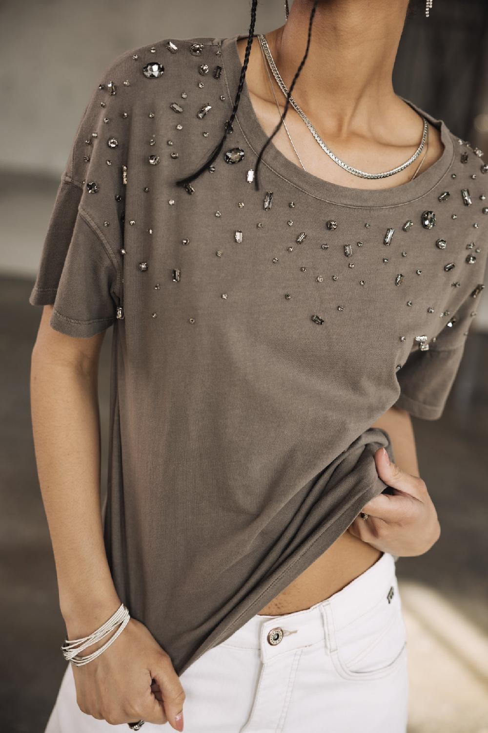 Freeman T. Porter Tomia Grunge T-shirt Diaments Femme Steeple Grey