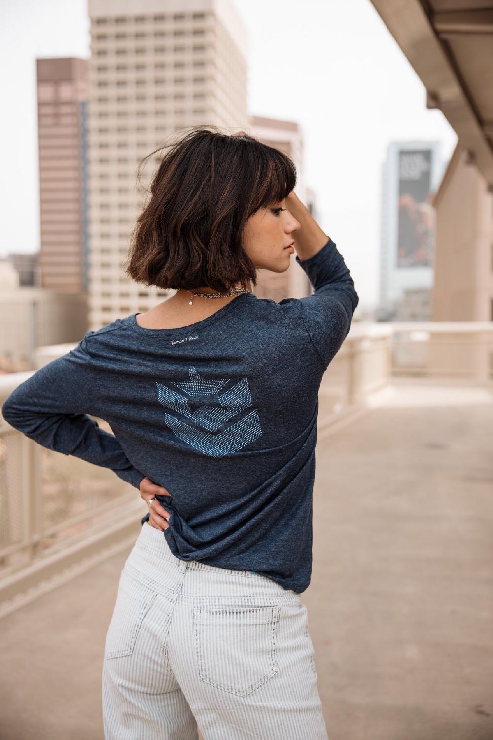 Freeman T. Porter Torina Icon T-shirt Logo En Strass Femme Navy