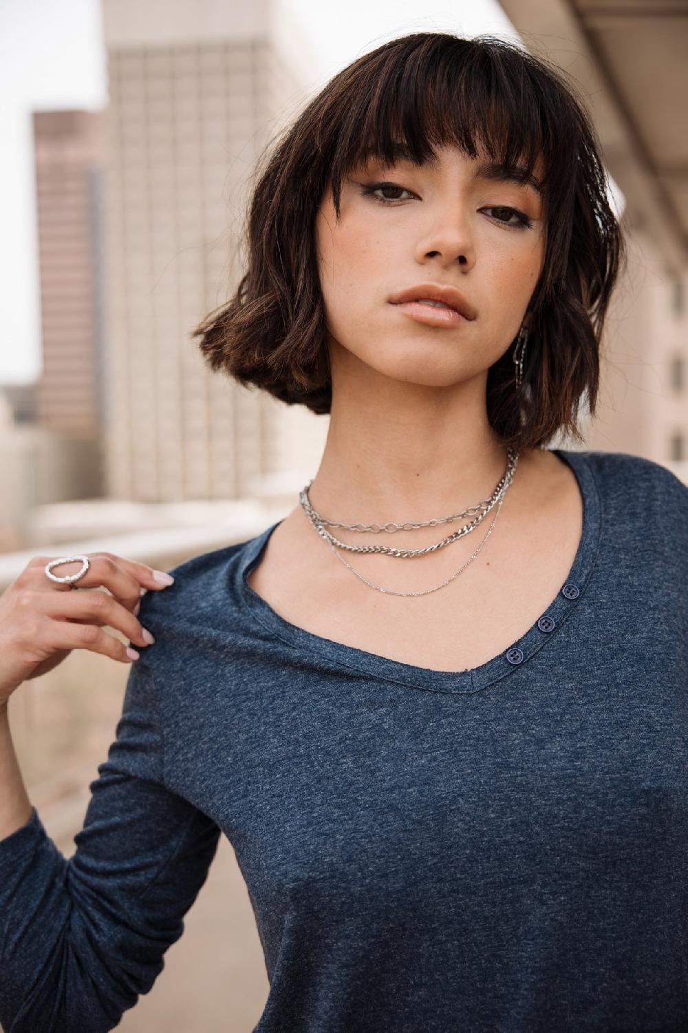 Freeman T. Porter Torina Icon T-shirt Logo En Strass Femme Navy