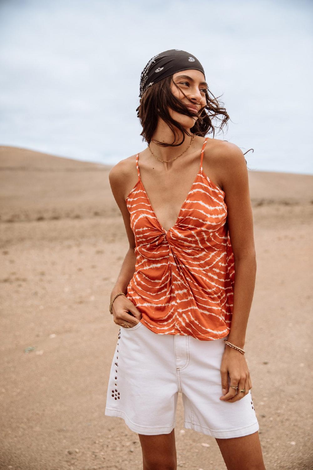 Freeman T. Porter Treem Deserty Top Effet Noué Femme Tigerly