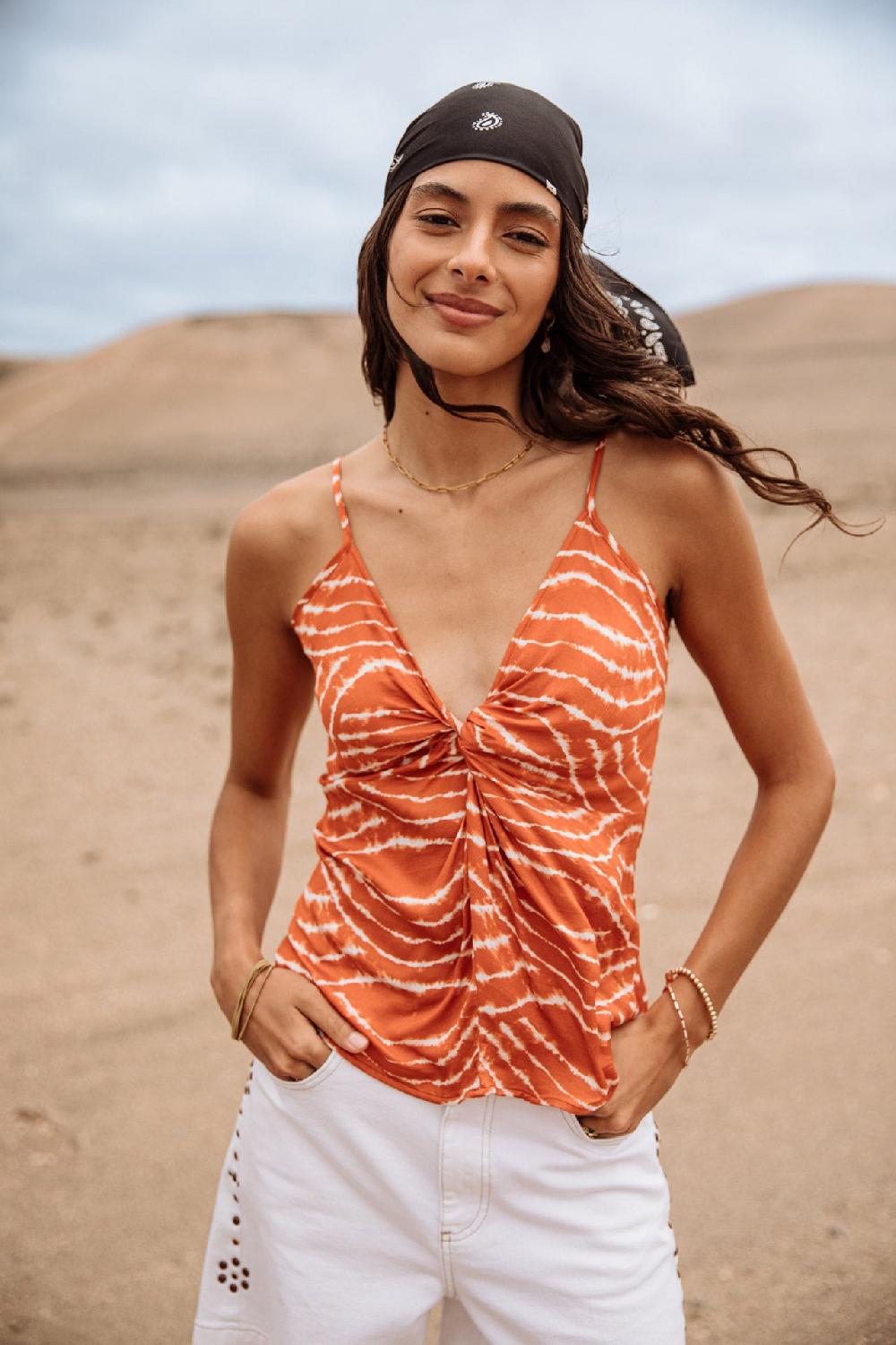 freeman t. porter Treem Deserty Top effet noué Femme tigerly