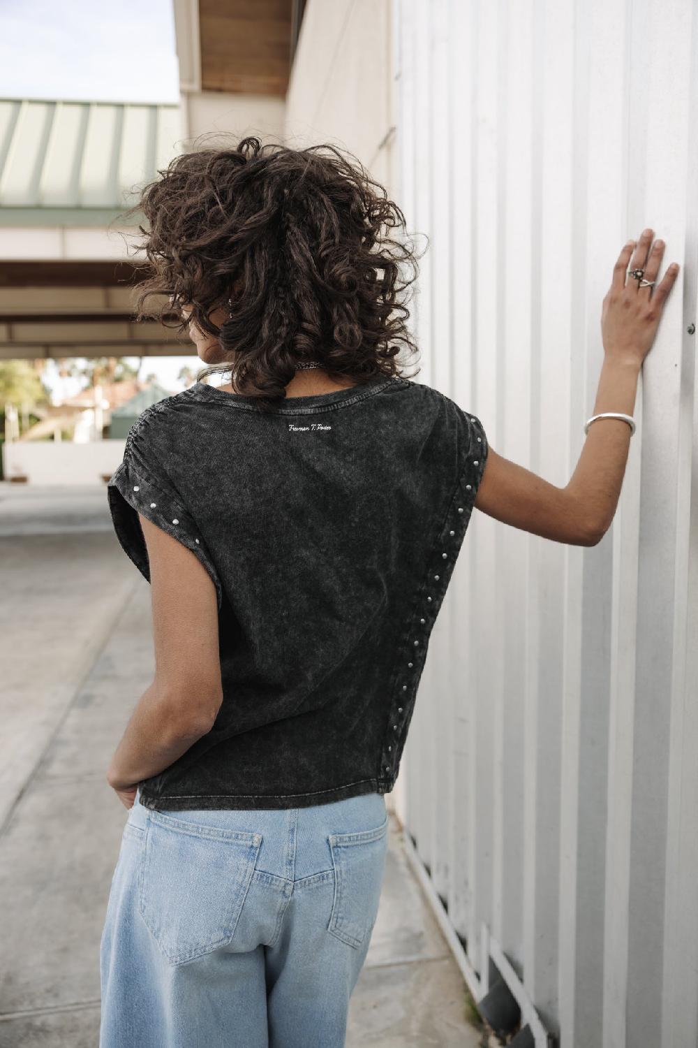 Freeman T. Porter Trenny Studs T-shirt Clouté Femme Old Black