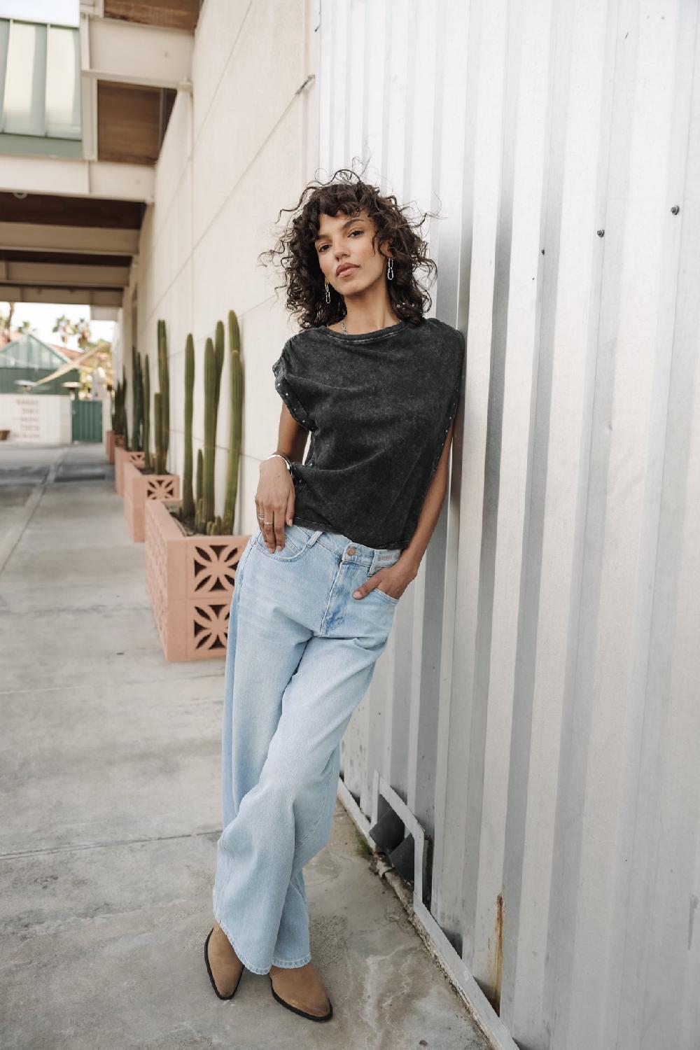 Freeman T. Porter Trenny Studs T-shirt Clouté Femme Old Black