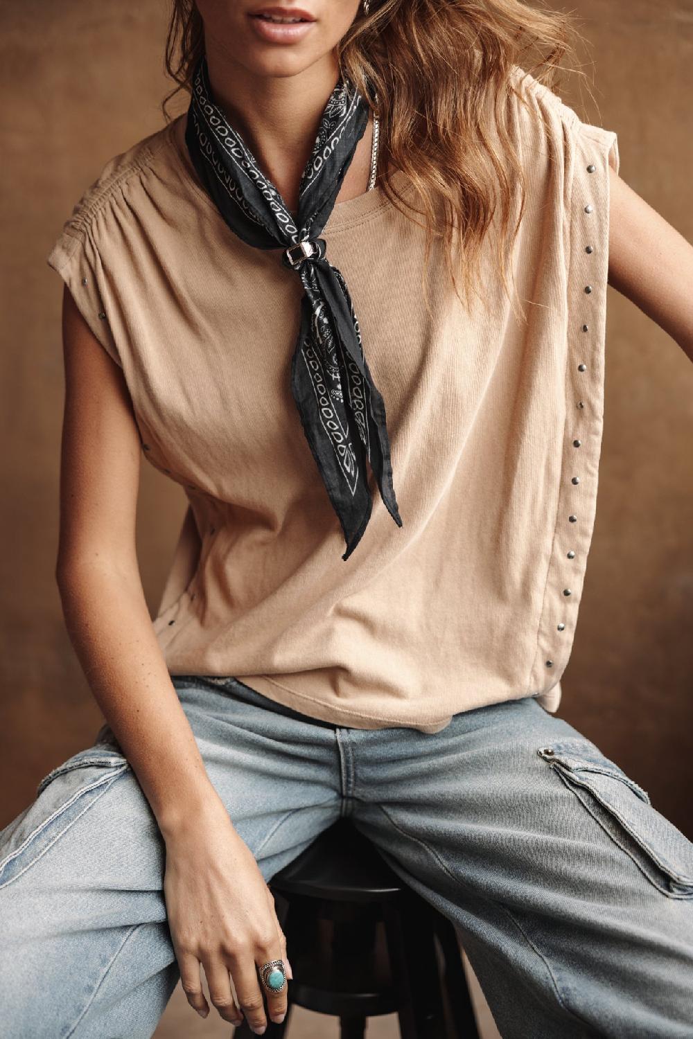 freeman t. porter Trenny Studs T-shirt clouté Femme tan freeman t. porter Trenny Studs T-shirt clouté Femme tan