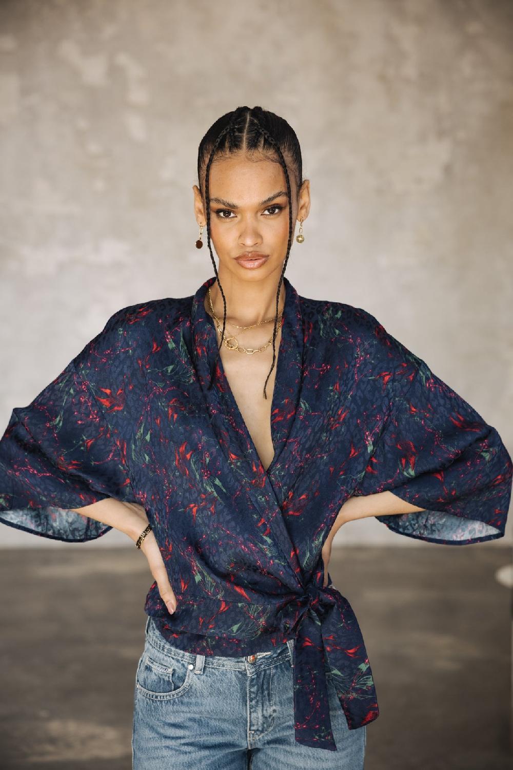 freeman t. porter Triane Carpe Koi Top kimono Femme navy freeman t. porter Triane Carpe Koi Top kimono Femme navy