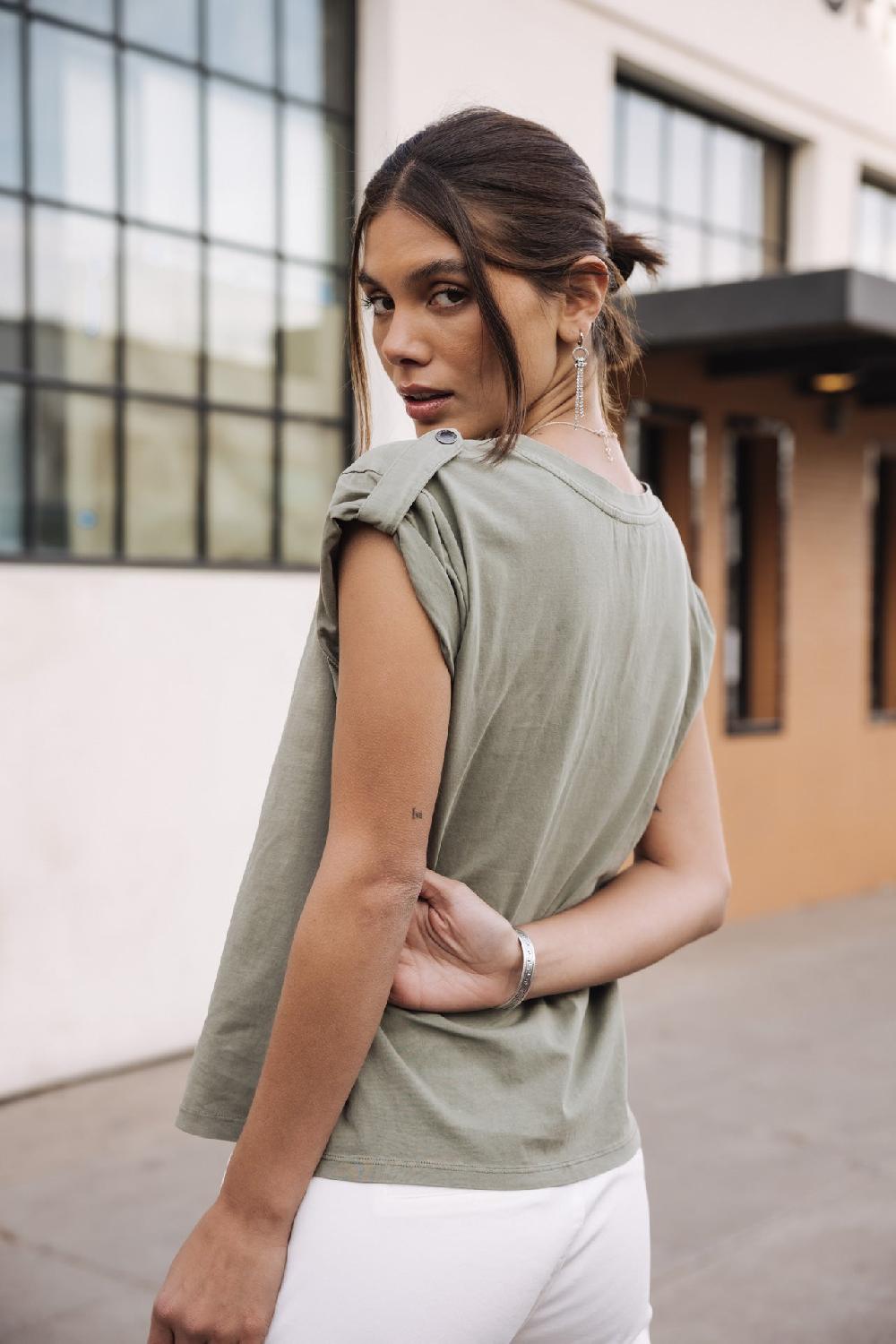 Freeman T. Porter Trisea Just Be Rock T-shirt Clouté Femme Light Khaki