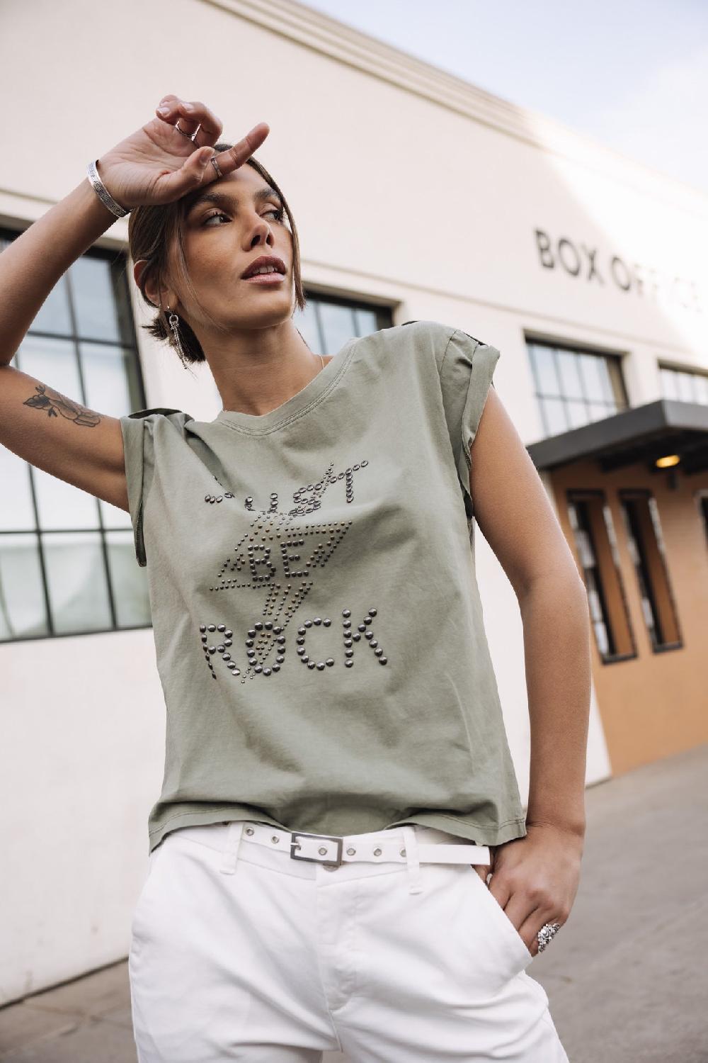 freeman t. porter Trisea Just Be Rock T-shirt clouté Femme light khaki