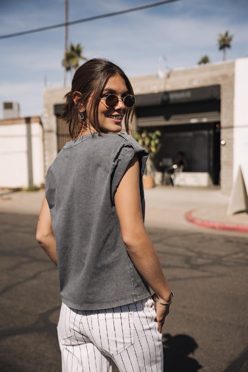 Freeman T. Porter Trisea Just Be Rock T-shirt Clouté Femme Medium Grey