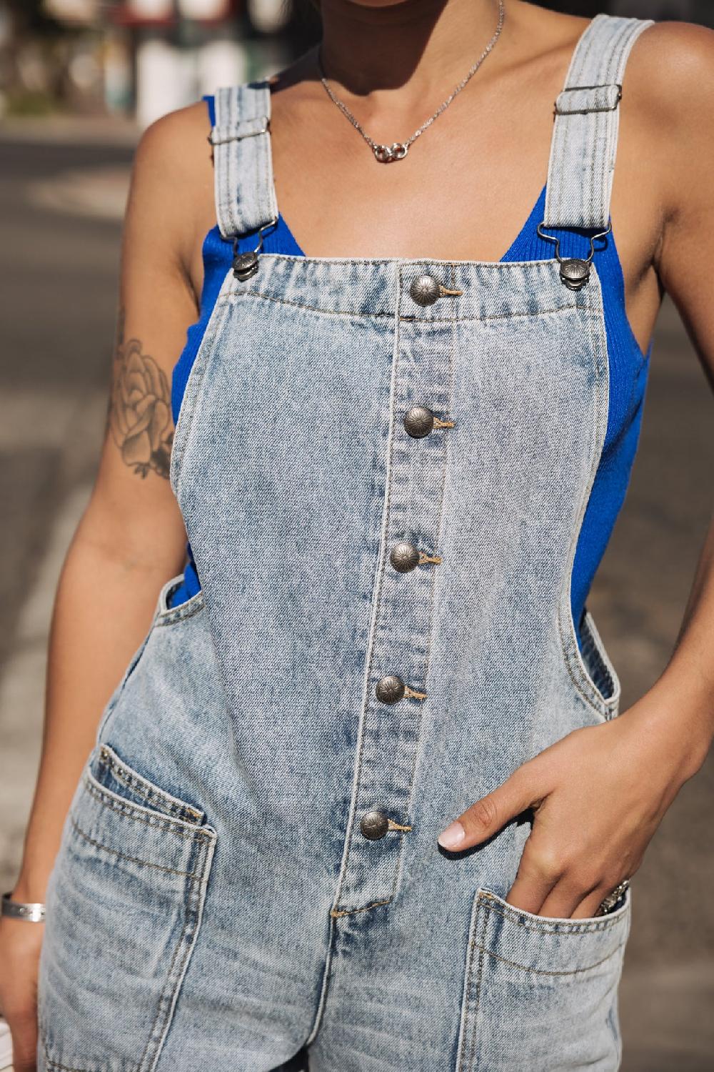 Freeman T. Porter Tyra Denim Salopette En Denim Femme Jackpot