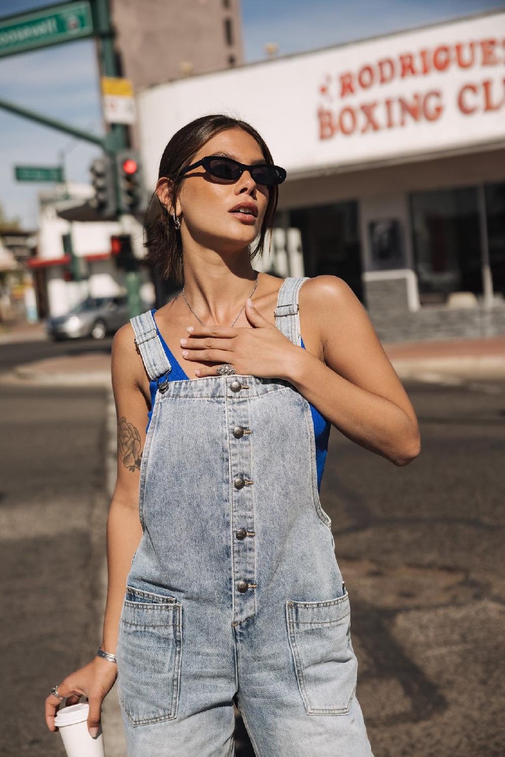 Freeman T. Porter Tyra Denim Salopette En Denim Femme Jackpot