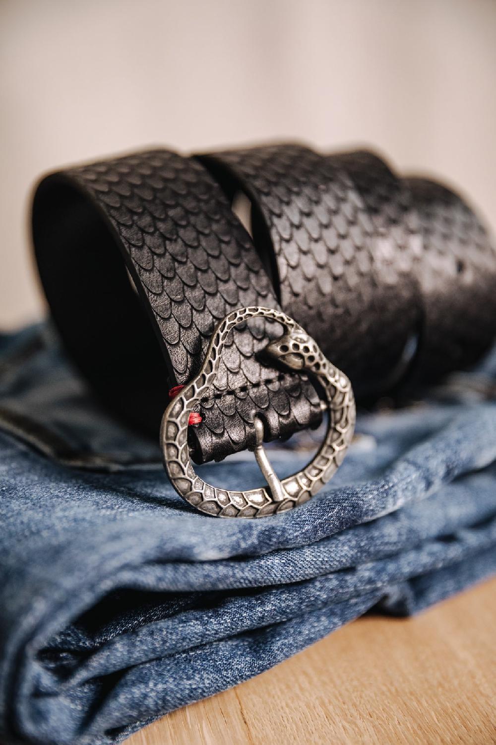 freeman t. porter Vedra Snake Ceinture en cuir Femme black