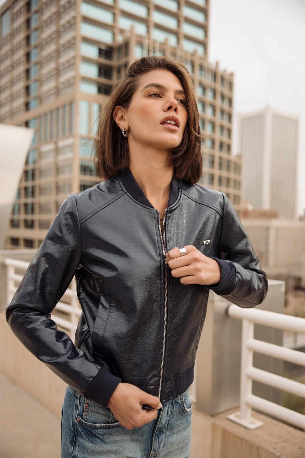 freeman t. porter Velona Vynil Bomber en similicuir Femme dark navy freeman t. porter Velona Vynil Bomber en similicuir Femme dark navy