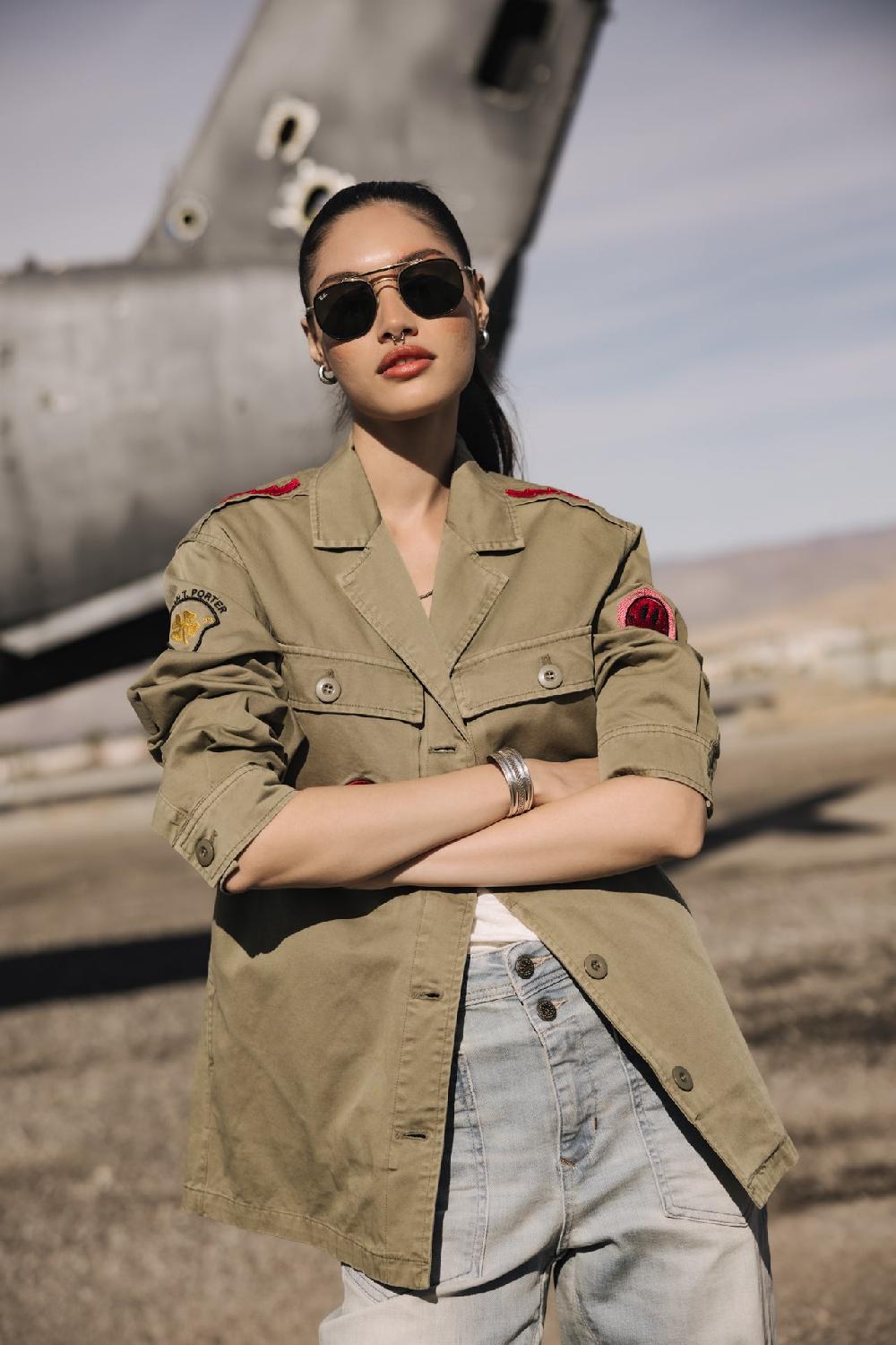 Freeman T. Porter Venty Patches 2 Surchemise à Patches Femme Light Khaki