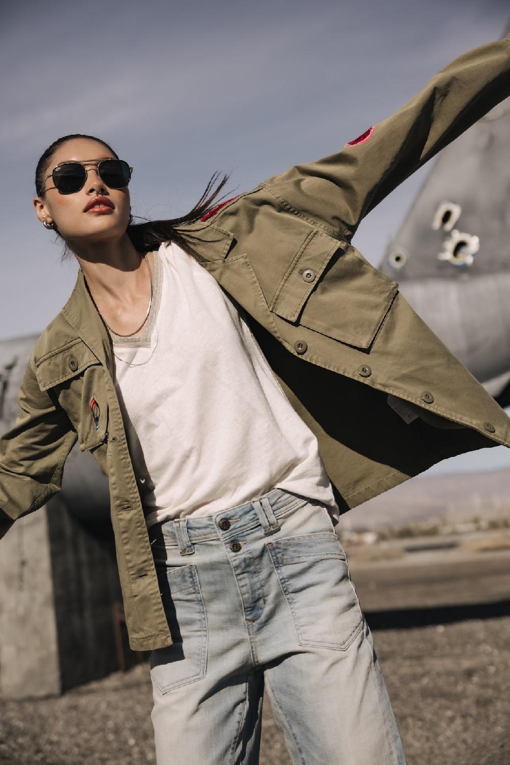 Freeman T. Porter Venty Patches 2 Surchemise à Patches Femme Light Khaki