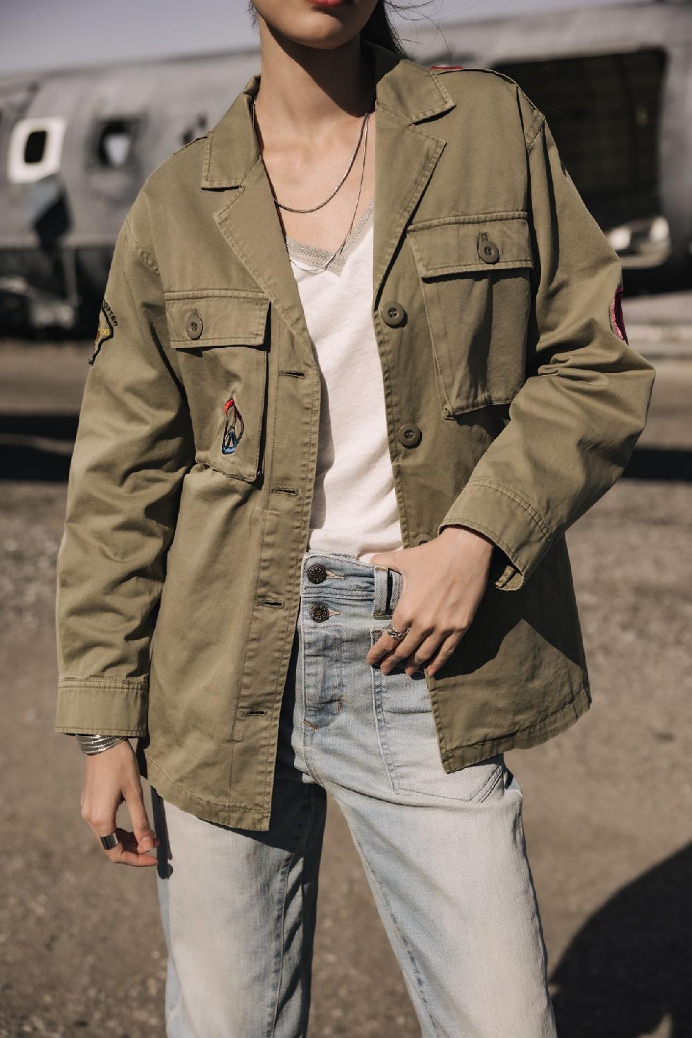 freeman t. porter Venty Patches 2 Surchemise à patches Femme light khaki