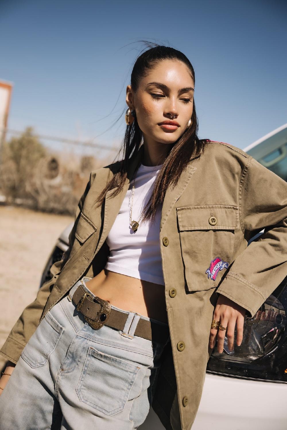 Freeman T. Porter Venty Summer Patches Surchemise à Patches Femme Light Khaki