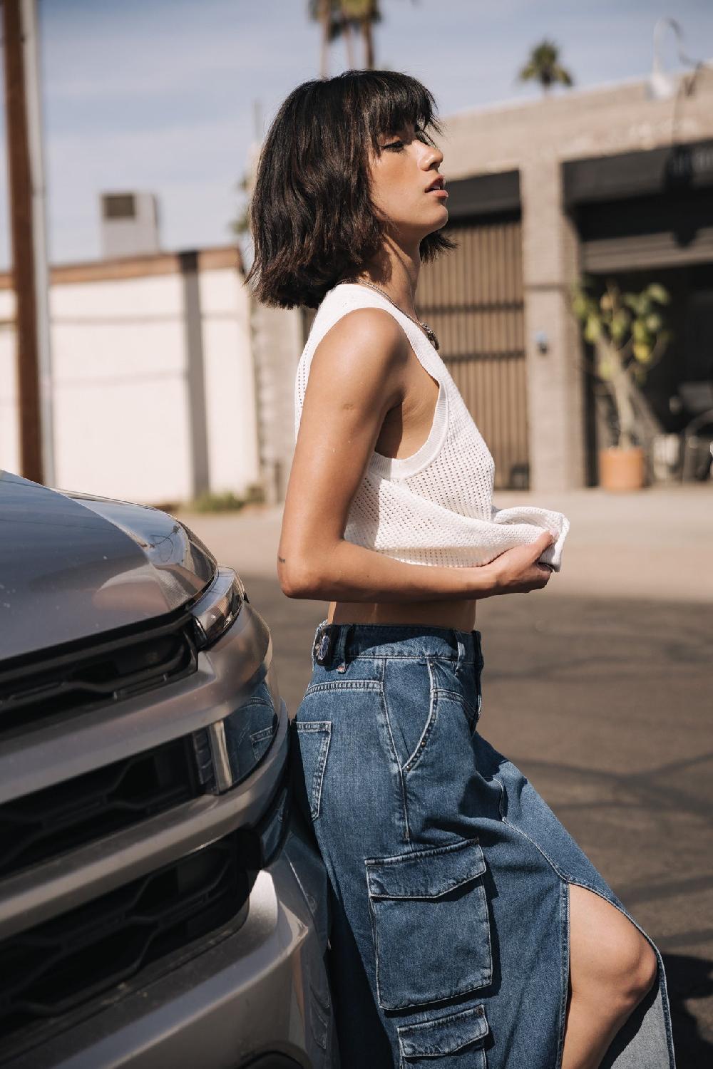 Freeman T. Porter Welby Denim Jupe Cargo Femme Pueblo