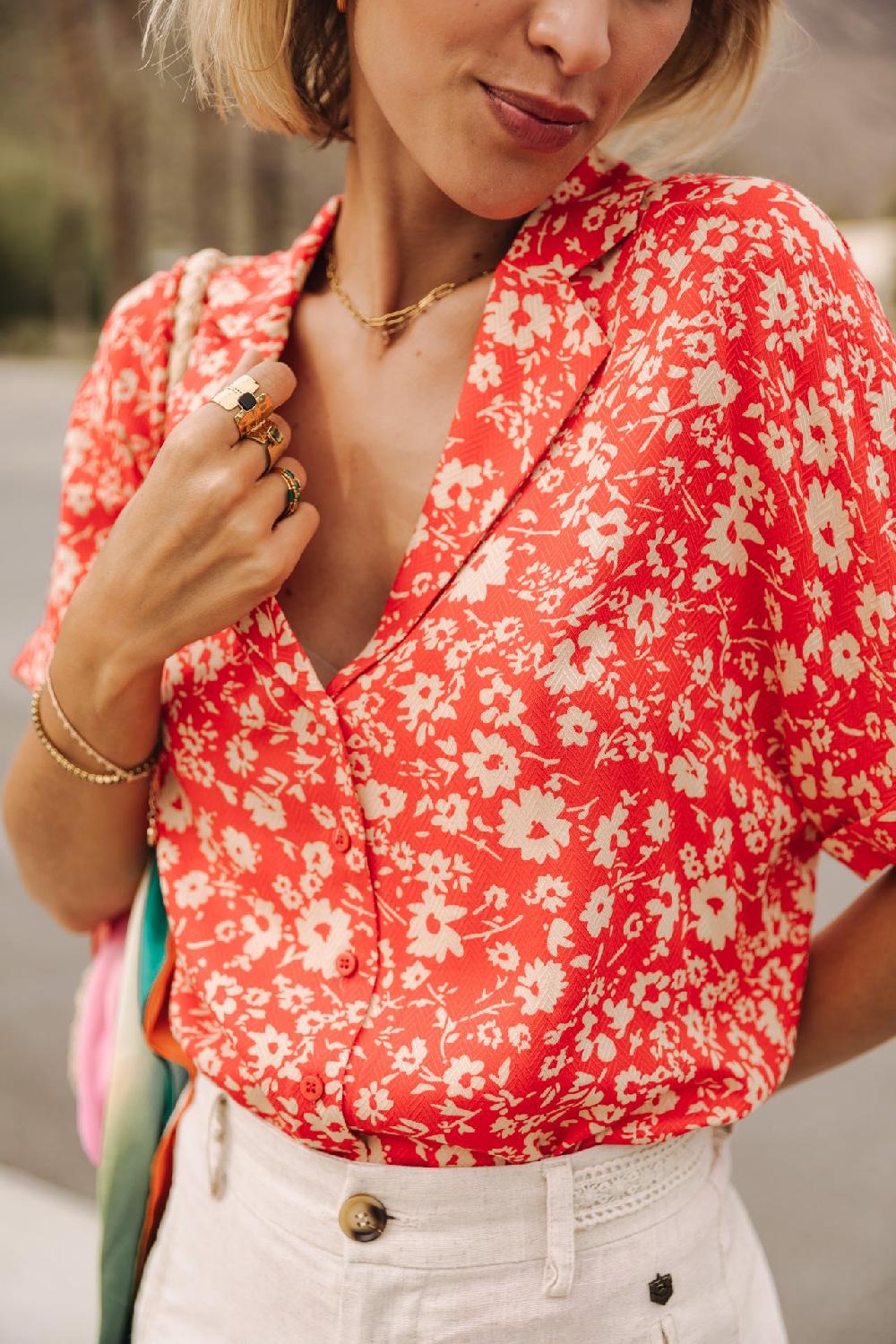 Freeman T. Porter Wina Daisy Chemise Fleurie Femme Fiesta Red