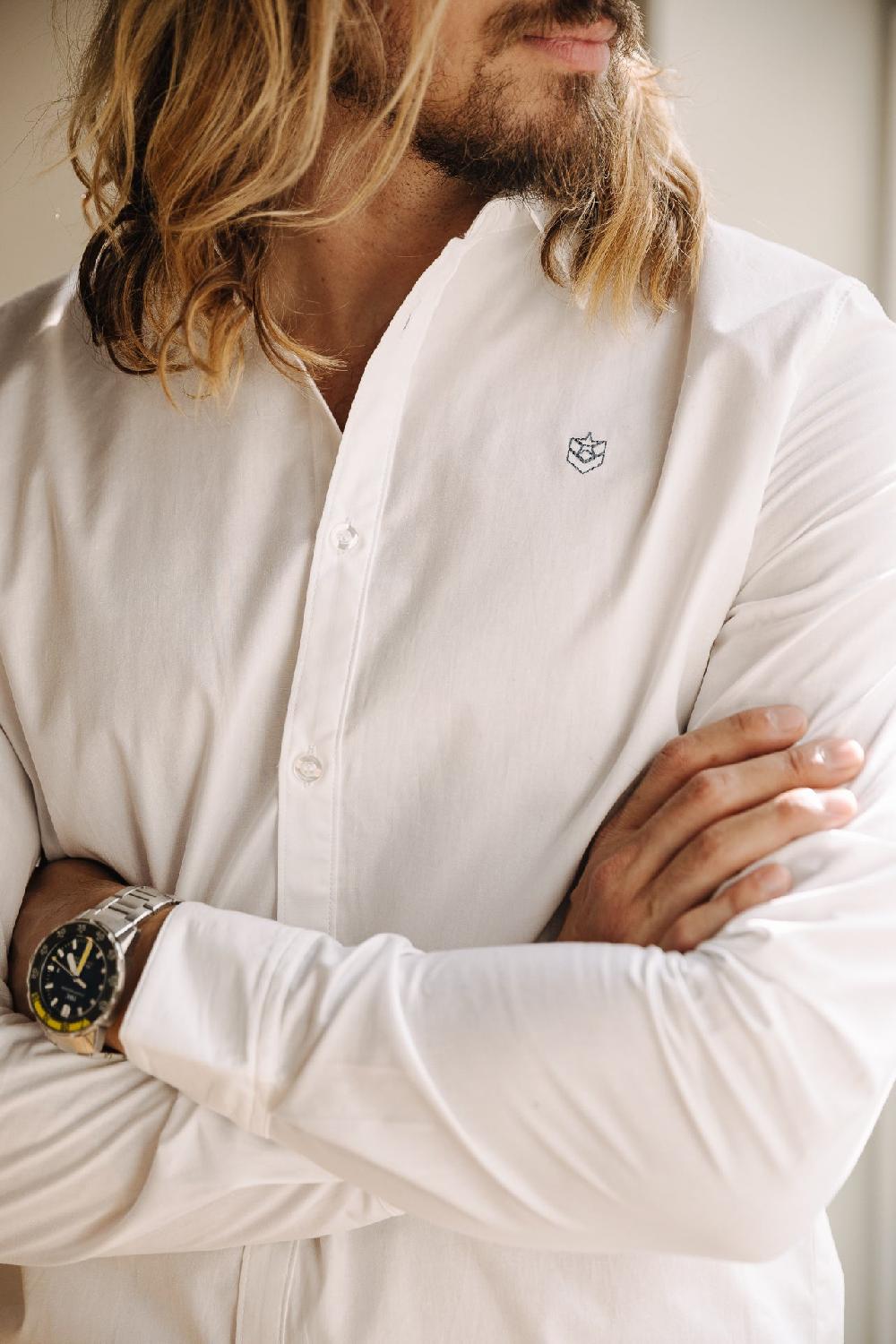 Freeman T. Porter Yoris Poplin Chemise Ajustée Homme Bright White