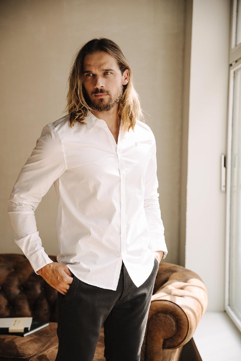 freeman t. porter Yoris Poplin Chemise ajustée Homme bright white