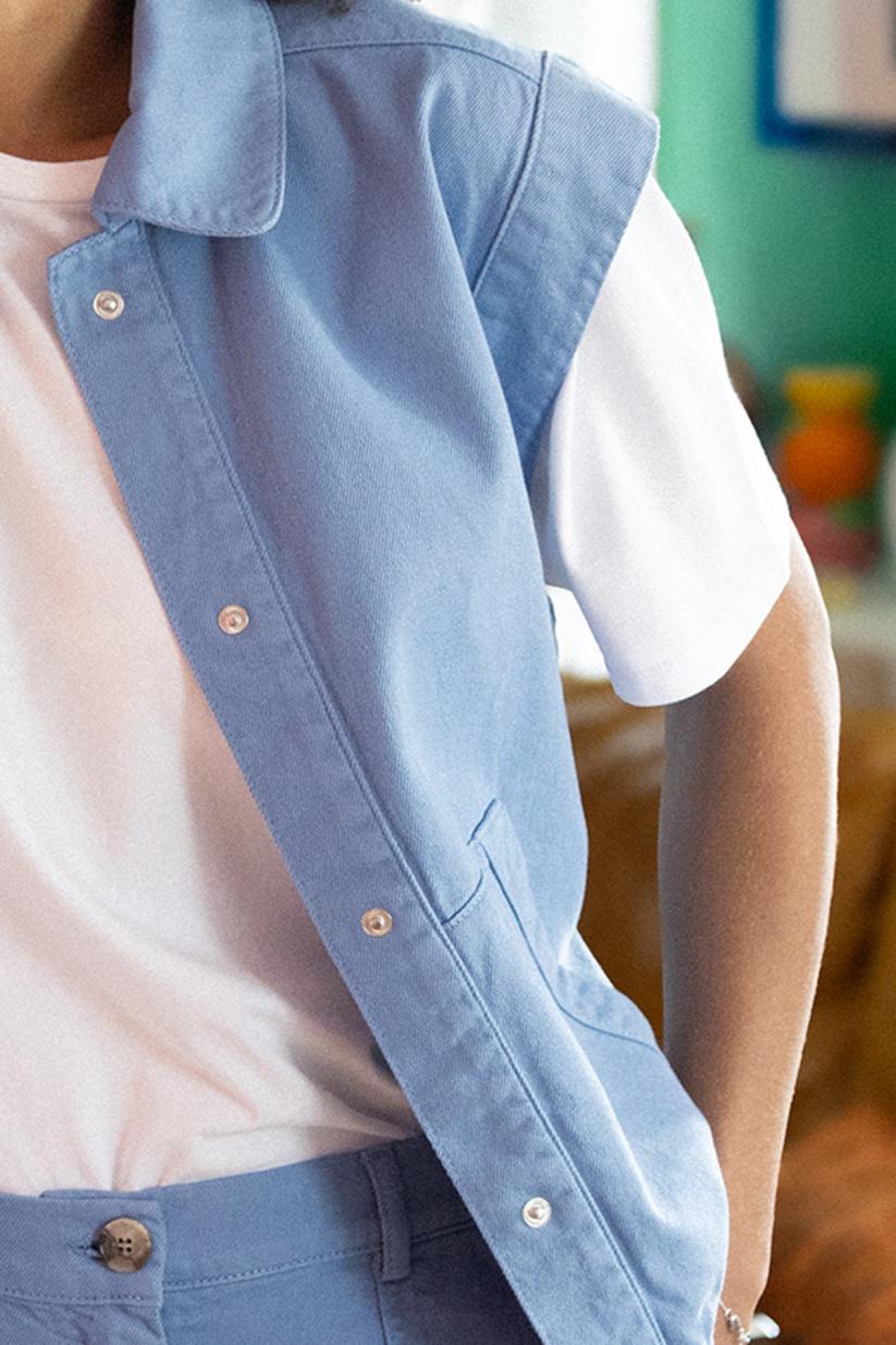 French Disorder Gilet BONY Twill Faded Denim