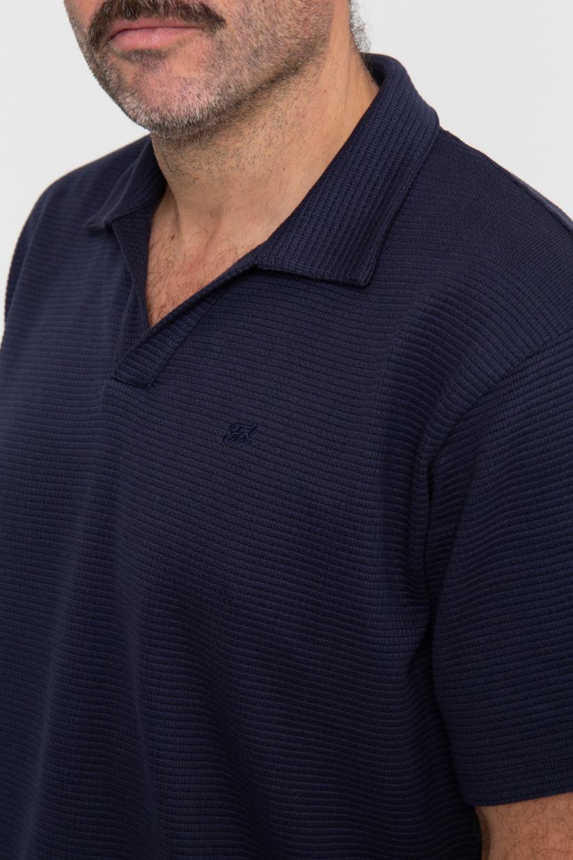 French Disorder Polo VICTOR Gaufré Navy