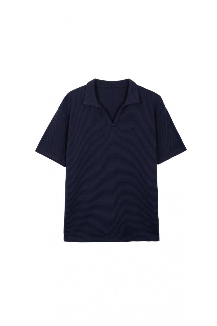 French Disorder Polo VICTOR Gaufré Navy