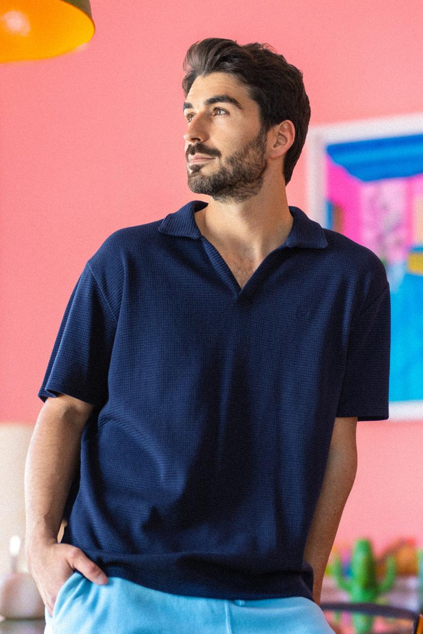 french disorder Polo VICTOR Gaufré Navy