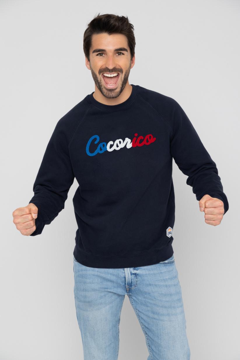 french disorder Sweat Clyde COCORICO Broderie Navy