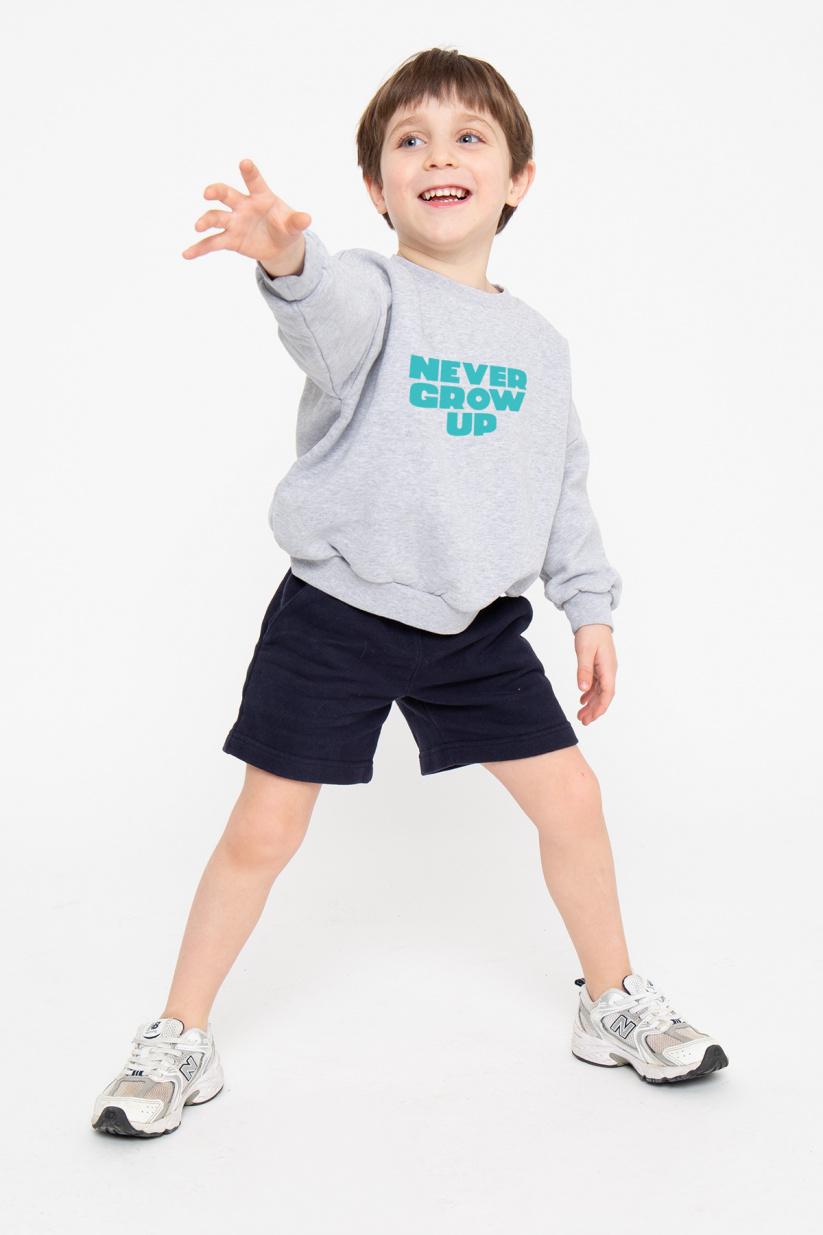 french disorder Sweat Max NEVER GROW UP Gris Chiné