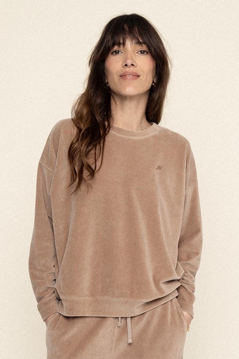 french disorder Sweat Rosie Côtelé Taupe