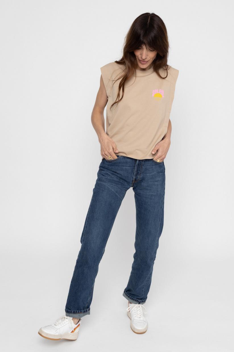 French Disorder Top Poppy SOLEIL DORE Taupe