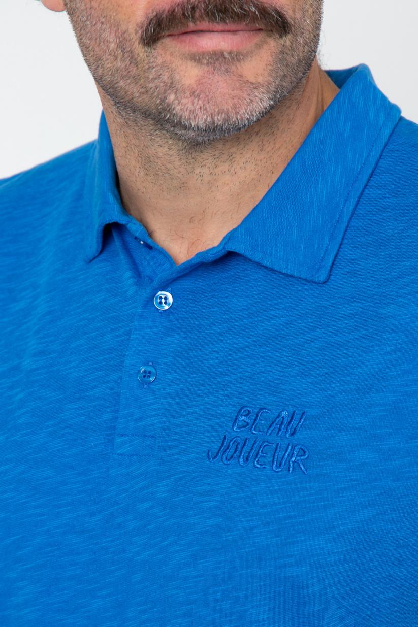 French Disorder Polo Dustin BEAU JOUEUR Ton Sur Ton Bleu Impérial