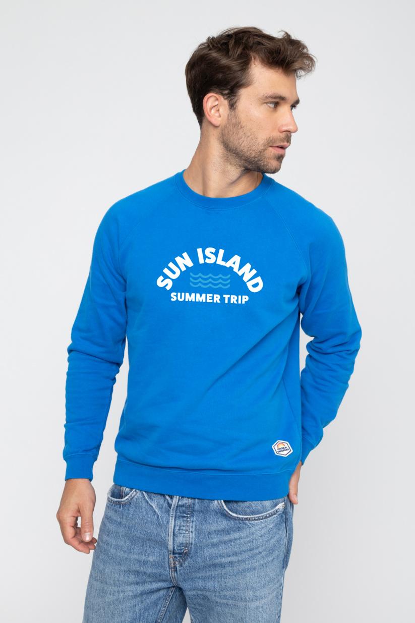 French Disorder Sweat Clyde SUN ISLAND Bleu Impérial