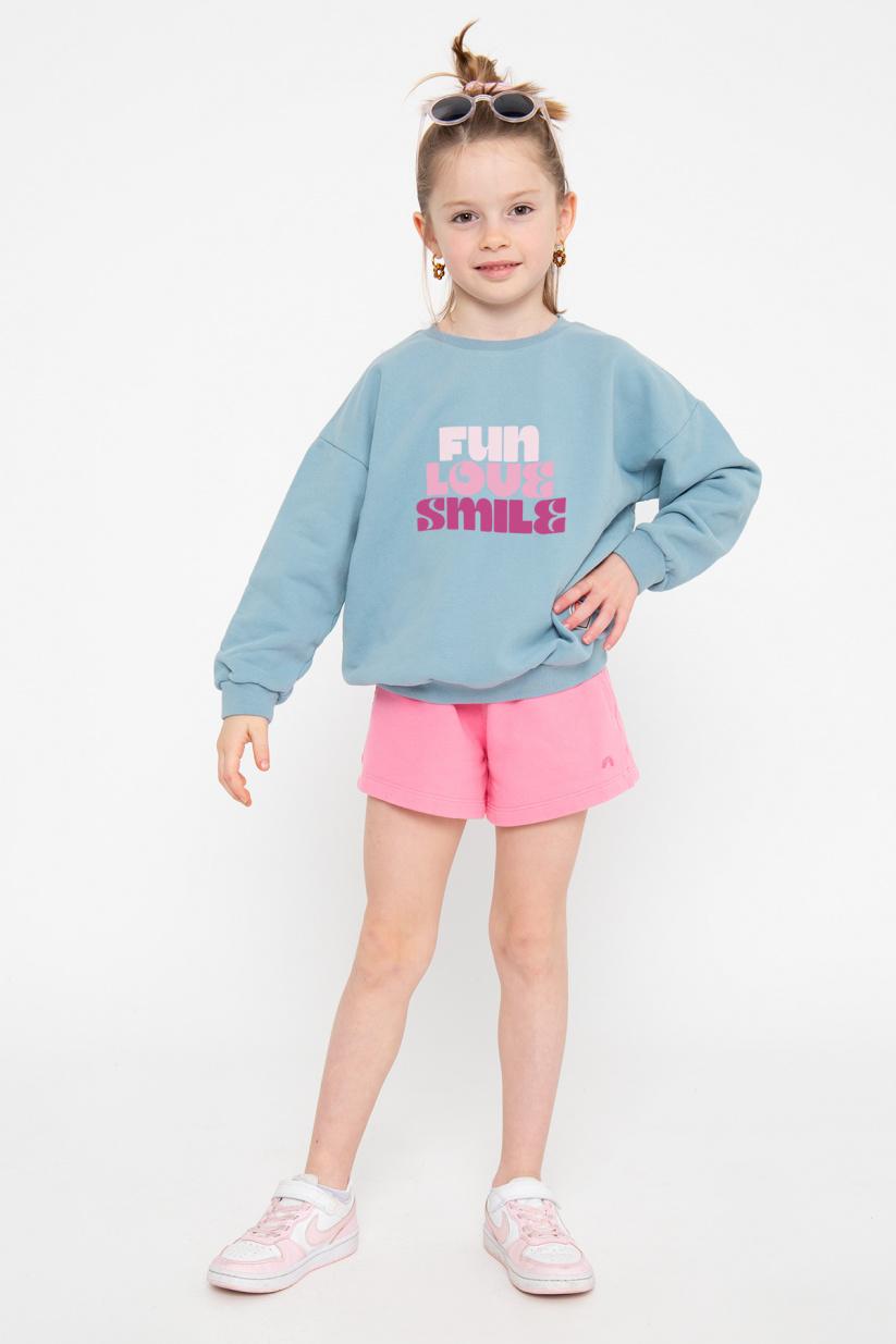 french disorder Sweat Max FUN LOVE SMILE Faded Denim