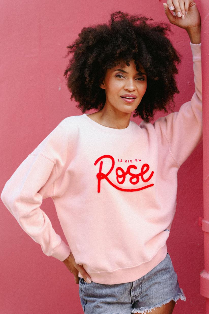French Disorder Sweatricotin Rosie LA VIE EN ROSE Crème