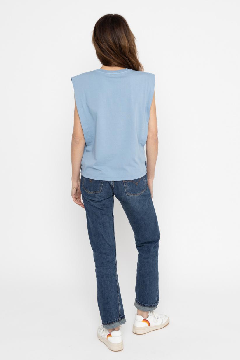 French Disorder Top Poppy FUN LOVE SMILE Faded Denim