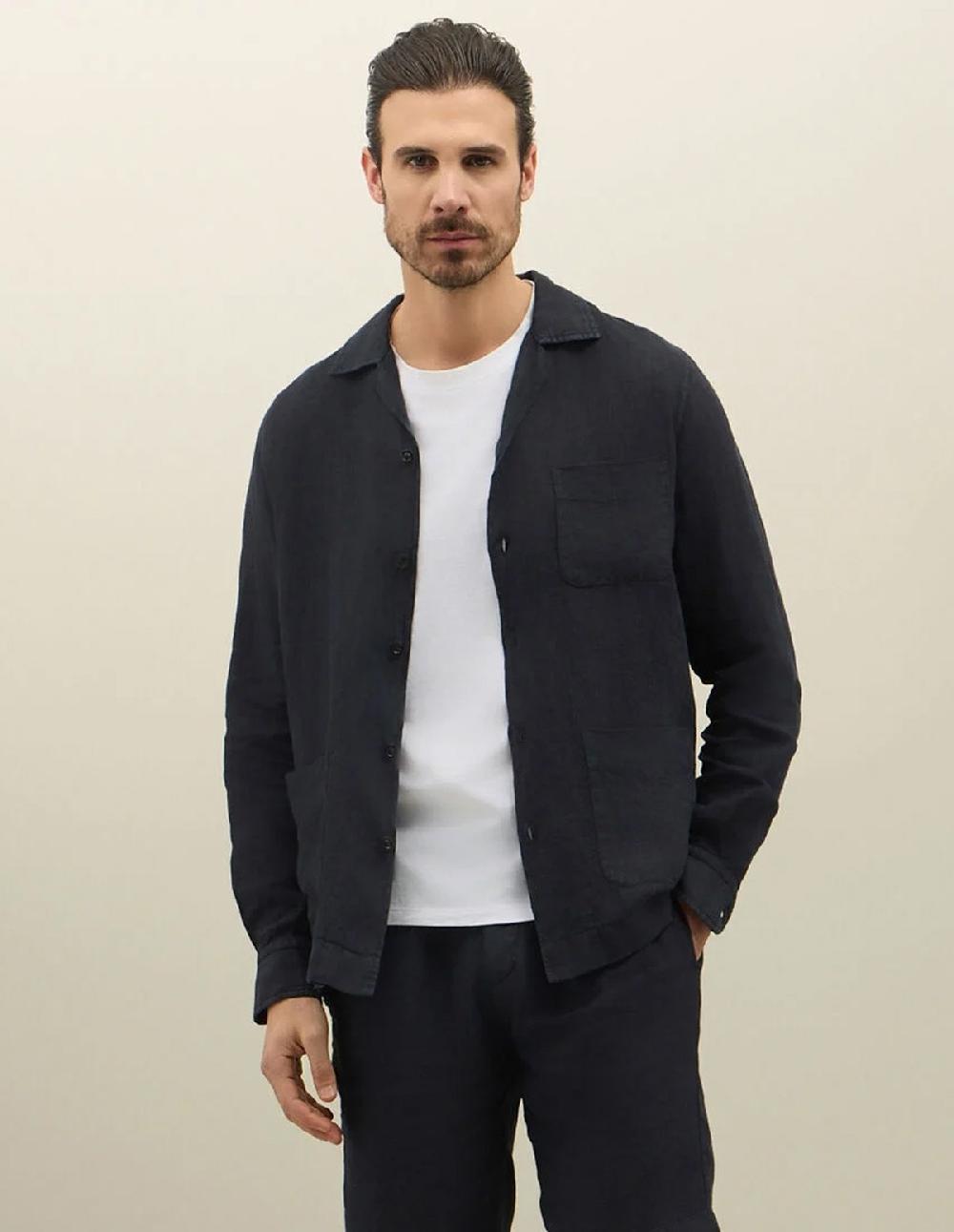 French Trotters Boglioli Linen Overshirt