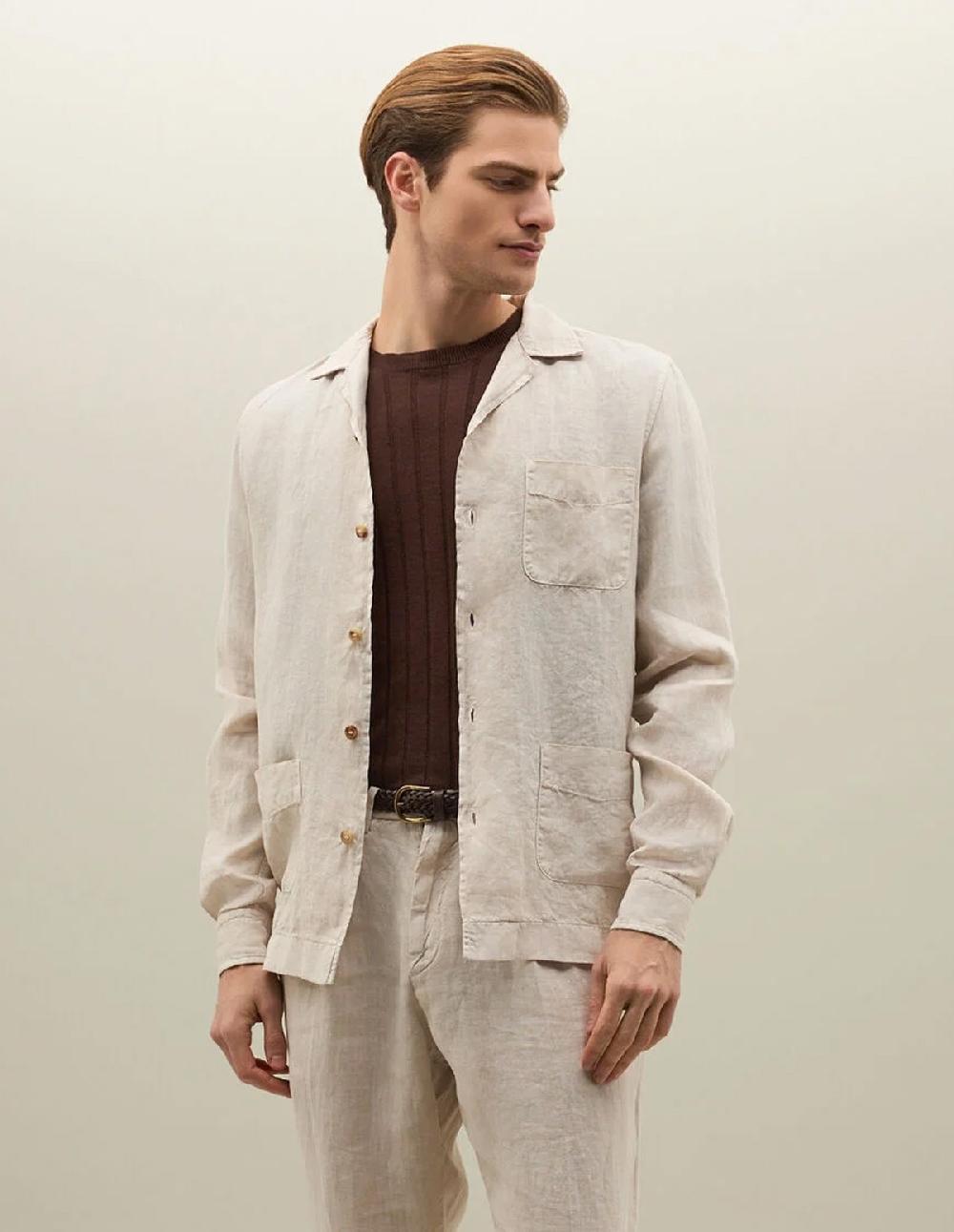 french trotters Boglioli Linen Overshirt