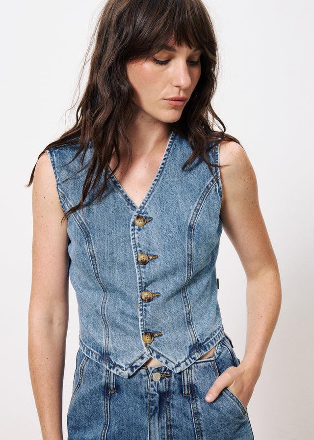 frnch Gilet costume CARIMA Bleu jean