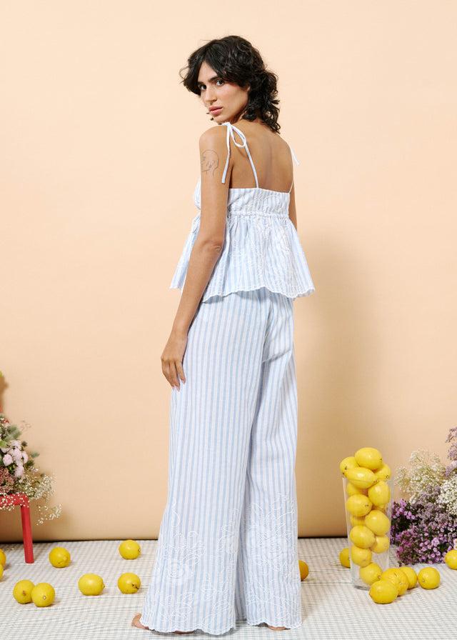 Frnch Pantalon CAMOMILLE Bleu Clair