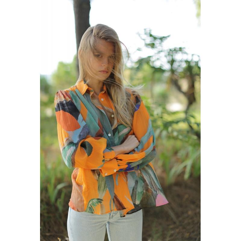 G.kero Blouse Manches Ballon Dancing Wood Orange